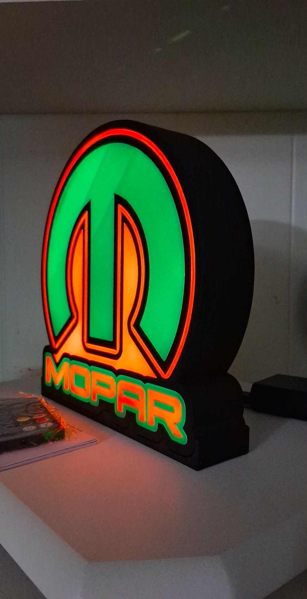 MOPAR Green Yellow LED light box – custom 3D printed – Lit Layer Creations
